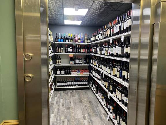 Vault Liquors in West Milford filled the bank vault with wine. (Photo by Noah Pagella)