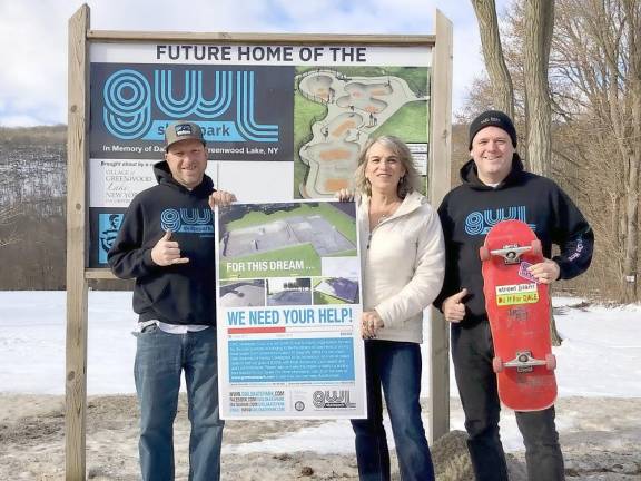 From left, GWL Skatepark Corp. Vice President Kurk Koziel, Engineer Camille Thayer and Media and Event Volunteer Robert Serafin are coordinating plans for a special presentation as part of a series of free online educational workshops and seminars being offered by the Warwick Valley Chamber of Commerce on Wednesday, Feb. 24, at 6 p.m. Provided photo.