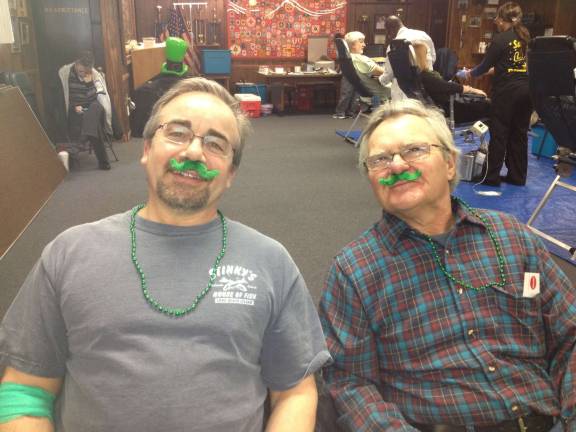 Celebrating St. Patrick's Day im Gilligan of West Milford, N.J. "Two good friends celebrate St Pat's day at the WM Monthly Blood Drive in 2013."