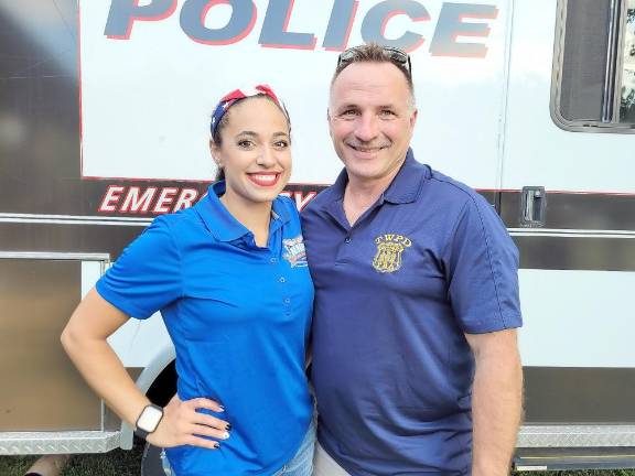 Warwick Valley Prevention Coalition Coordinator Francesca Bryson &amp; Town of Warwick Police Chief John Rader coordinated a successful ‘National Night Out’ on Aug. 2.