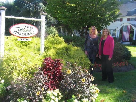 Warwick Valley Bed and Breakfast to host 15th anniversary celebration Loretta Breedveld, left, owner of the Warwick Valley Bed and Breakfast, with Kellyann Kostyal-Larrier, executive director of Safe Homes of Orange County. Breedveld is hosting a reception to celebrate her B&B's 15th anniversary which will benefit Safe Homes of Orange County.