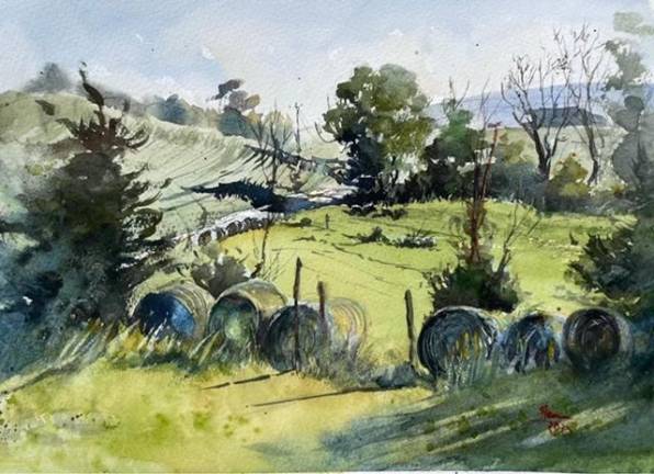 Free masterclass in watercolors coming to SUNY Orange Feb. 15 ”Road Home, Sugar Loaf,” by Hema Gupta.