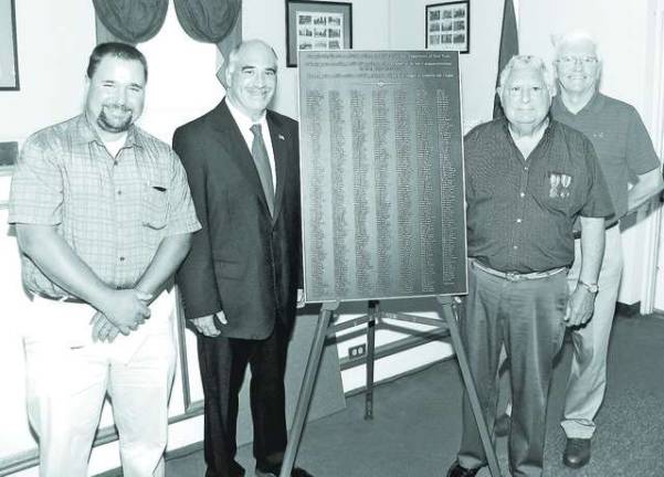Civil War plaque dedication at Warwick Town Hall From left, Orange County Legislator Paul Ruszkiewicz, Town of Warwick Deputy Supervisor James Gerstner, former Town of Warwick Supervisor Tony Houston and Orange County Legislator Barry Cheney.