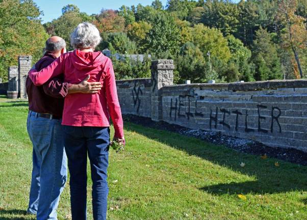 Jewish Federation of Greater Orange County public statement on the sentencing of Eric Carbonaro File photo by Erika Norton Ellen and Jerry Sander visited the Temple Beth Shalom cemetery in Warwick, which was vandalized with anti-Semitic graffiti in October 2016. The persosn charged with this hate crime was sentenced on May 23.