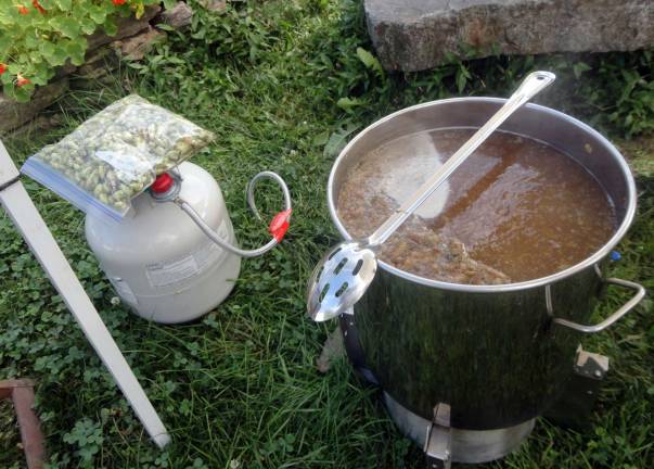 Pennings’ Brew Fest grows in its second year Mistucky Creek puts on a homebrewing demonstration, making a Belgian-style Tripel ale with Pennings' hops.