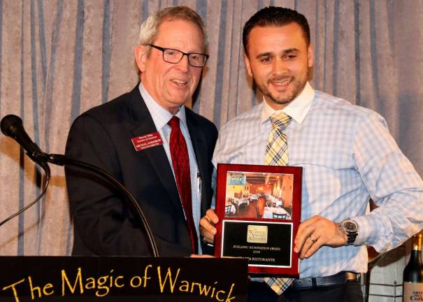 Warwick Valley Chamber of Commerce celebrate 79th anniversary Each year at the event, the chamber also presented awards to its most outstanding members for their ccomplishments. This year’s award recipients for building renovations included Grappa Ristorante.Warwick Valley Chamber of Commerce presents the Building Renovation Award to Grappa Ristorante owner Tony Sylaj.