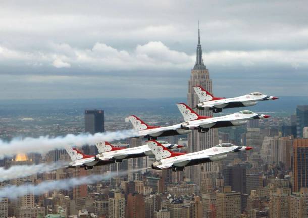 U.S. Air Force photo by Tech. Sgt. Sean Mateo White The U.S. Air Force Thunderbirds jet demonstration squadron will headline the 2018 New York Air Show on Sept. 15-16 at Stewart International Airport in New Windsor.