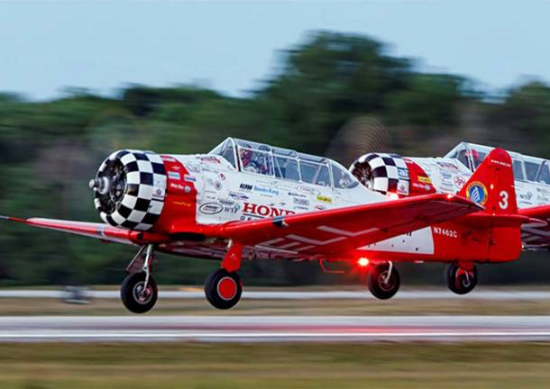 10th anniversary Greenwood Lake Air Show set for June 8-10 Provided photos The Aeroshell Aerobatic Team kicks off the Friday night show at the Greenwood Lake Air Show on June 8 in their North American T-6 Texan aircrafts, shown here. (Source: www.naat.net)