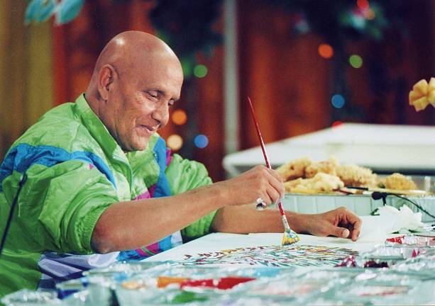 Art exhibit to feature colorful acrylic paintings Photos by Ranjana Ghose Sri Chinmoy painting with acrylics.