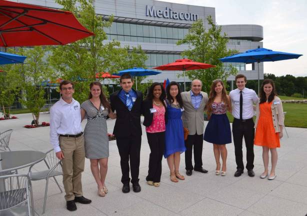 CEO plays it forward Picture provided by Mediacom Pictured left to right are: Colin McGuire, Warwick Valley High School; Lauren Maitner, Newburgh Free Academy; Dalton Sargant, S.S Seward Institute; Symone Thomas, John S. Burke Catholic High School; Christy Shih, Goshen High School; Rocco B. Commisso, Mediacom chairman and CEO; Amanda Marks, Monroe-Woodbury High School; Daniel Cummings, Valley Central High School; and Sharon Kane, Port Jervis High School. Also receiving Mediacom Entrepreneur of Tomorrow Awards were Kasey Palmer, Chester Academy; Nicole DþÄôAmbrosio, Cornwall High School; Justin Eltz, Middletown High School; and Alexandria Steinmann, Washingtonville High School.