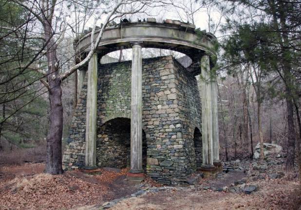 History lies waiting in the woods Photo by Robert G. Breese The Sterling Furnace on a rainy winter afternoon.