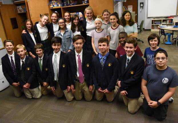 Tuxedo Park School jump-starts weekend backpack meal program Photo by Christopher Kasker, Tuxedo Park School Tuxedo Park School eighth and ninth-grade students and George F. Baker High School eighth-grade students pose for a photo after stocking a food pantry in George Grant Mason School. Tuxedo Park School families donated the items as a community service project to support the Tuxedo District’s BackPack program.
