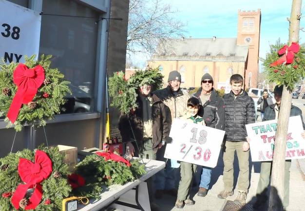On Small Business Saturday, Nov. 30, enterprising young men and scout leaders from Boy Scout Troop 38 stationed themselves on Main Street in the Village of Warwick for a Christmas wreath sale fund raiser. Proceeds were to be used for scout programs.