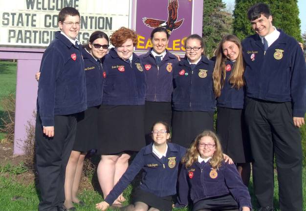Warwick Valley FFA members attend state convention Members of the Warwick Valley FFA who attended the three-day New York State FFA Convention, are, beginning in front: Caitlin Zegers and Sabina Vail; and standing Alex Ronne, Anna Cranston, Erin Langdale, Maegan Vonderhorst, Marie LaLumiere, Sarah LaLumiere and Dylan Cosgrove.