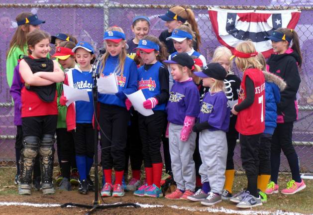Warwick Little League celebrates opening day for 2014 baseball season Photos by Roger Gavan Singing "God Bless America."