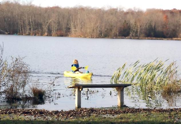 This youngster enjoys great weather for ayaking on Wickham Lake. Photos by Roger Gavan.