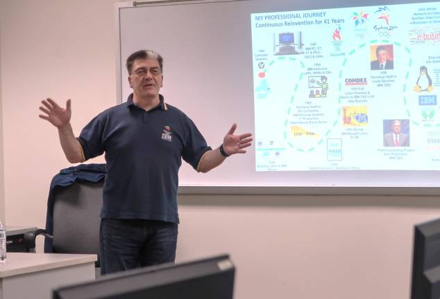 Cybersecurity expert discusses AI-driven threats at the Mount Tony Cusato, manager of Global Cyber Security Risk Management at IBM, discusses the state of the Cybersecurity field during a recent talk at Mount Saint Mary College.