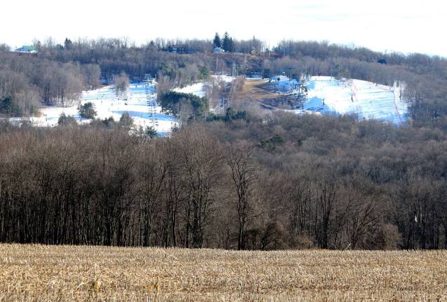 Mount Peter once had the only snow in town Photos by Roger Gavan Until this weekend, the Mount Peter Ski Area, which opened for its 83rd season Dec. 15 and as viewed from State School Road, had the only snow in town since the beginning of winter.