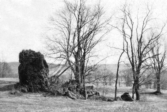 Pulpit Rock, from glass plate negative, circa 1900, Joslyn Collection of the Warwick Historical Society, published in Days Gone By.