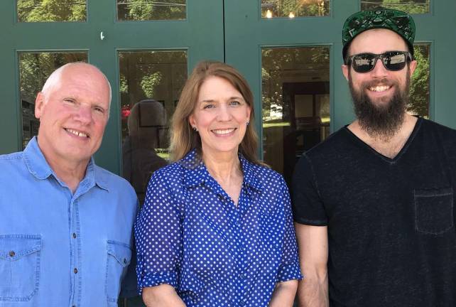 Village of Warwick names Dramatis/Poet Laureate and Artist of Residence Pictured from left to right are: Peter Liepke, Donna Haley and Elliot Belokostolsky