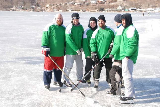 Greenwood Lake hosts outdoor hockey tournament The Greenwood Lake hockey team.