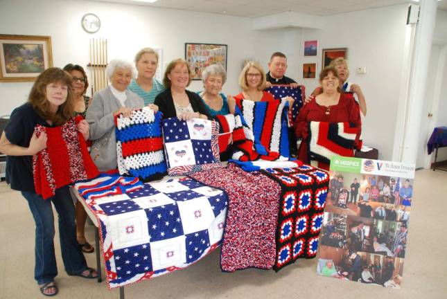 Greenwood Lake Senior Center partners with Hospice to honor veterans Photo by Ed Bailey On Wednesday, Sept. 26, Janice Valentino, Director of Marketing and Development for Hospice of Orange and Sullivan, visited the Greenwood Lake Senior Center to personally thank the ladies who create the red, white and blue blankets, made specifically for veterans who are receiving Hospice Care.