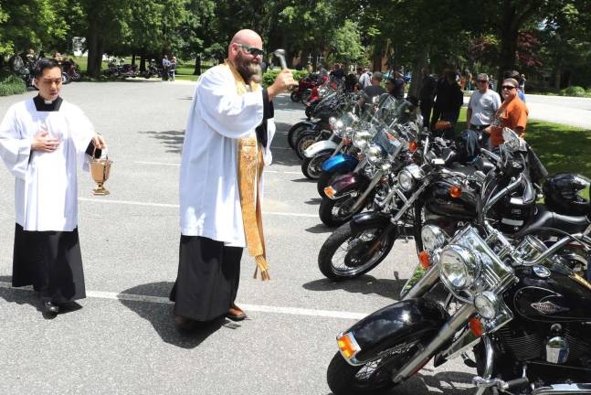 St. Stephen's annual motorcycle blessing and ride scheduled for June 30 File photo by Roger Gavan The Rev. Angelo Micciulla, assisted by St. Joseph’s Seminary student Roger Kwan, blessed each motorcycle during last year's event at the Church of St. Stephen in Warwick.