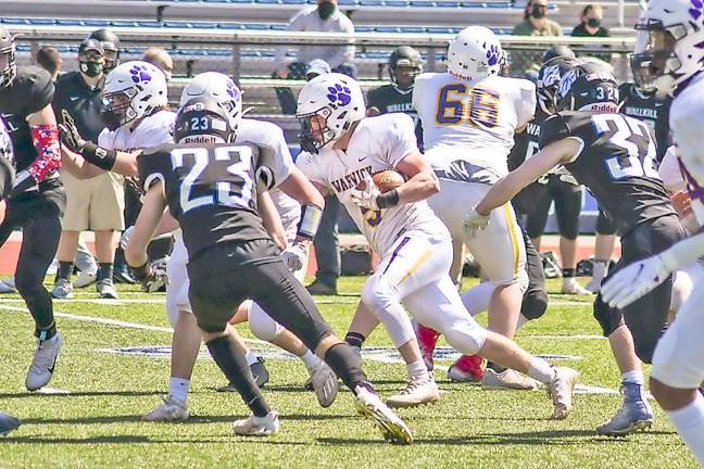 Warwick’s Jake Durie (pictured as #5) was selected to wear the “44” jersey for 2021. Durie and the Wildcats take on a tough Valley Central Football Team on Friday, Sept. 3, at C. A. Morgan Field. Photo by Al Konikowski with permission to use.