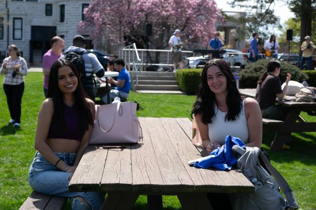 Back to class to boost career Students enjoy the fresh air at SUNY Orange.