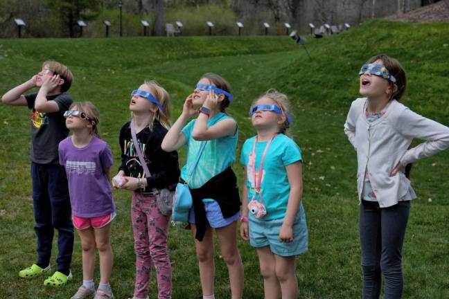 Partial solar eclipse on April 8, 2024, as seen at the Warwick Public Library.