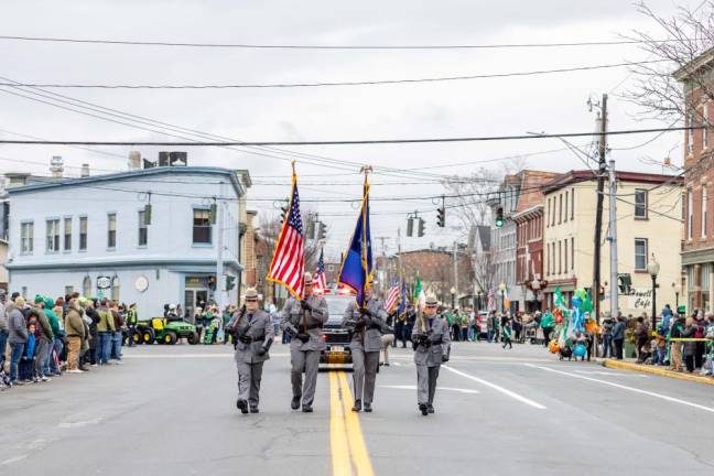 New York State Police at the Mid Hudson St. Patrick’s Day Parade in Goshen on March 10, 2024. Photo by Sammie Finch
