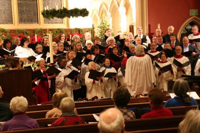 Twelfth Night Celebration benefits Habitat for Humanity Christ Church Poughkeepsie's Music Director, Laura Russell, leads the EpiscoBuild Community Chorus at last year's event.