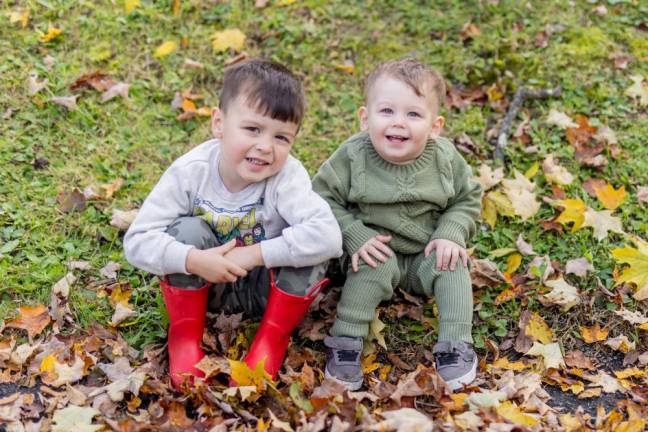 AJ Schmitt, 4, and Jackson Schmitt, 1, of Chester, at the Sugar Loaf Fall Festival.