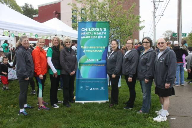 Children’s Mental Health Awareness 5K Walk in May 5 at the Monroe Ponds Provided photo Christine Durso, left, VU4C board member, Mary Pat Smith, assistant to County Executive Steven M. Neuhaus, Darcie Miller, commissioner of Orange County Social Services and Mental Health departments, Amy Anderson-Winchell, Access: Supports for Living CEO, Sue Keller, VU4C board member, Anne-Marie Freitas, VU4C program coordinator, Becky Johnson, VU4C board member, and Saul Kleinman, executive cirector, are ready for the walk to support children's mental health awareness and services on May 5.