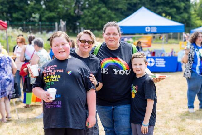 Warwick residents Corrine Percile and Jesse Little with children Dillon, 11, and Henry, 8, at the Warwick NY Pride and Parade.