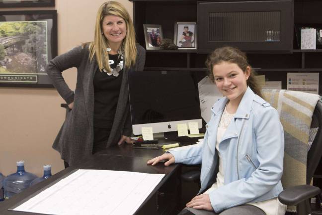 Superintendent’s Spotlight Provided photo Warwick Valley Middle School Principal Georgianna Diopoulos (left), and her shadow, Ella Sussner.