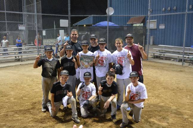 Orange County team wins big in Connecticut Kneeling, left to right: Gage Dombal, Danny Condon, Mason Glenn, Vincent D'Auria. Standing, left to right: Joey Gulino, Ryan Trieste, Charles DeMatteo, Matthew Dubois, Steven Brooks. Standing, row 3, left to right: Coach Charles DeMatteo, Manager Kevin Condon, Coach Chris Dubois. Not Pictured but on the team: Felix Viera, Matt Stam.