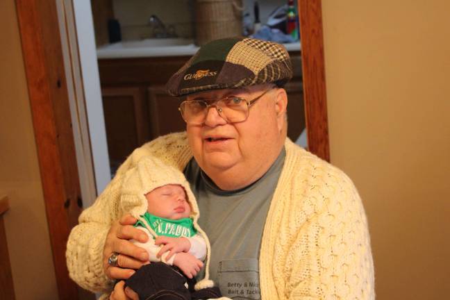 Celebrating St. Patrick's Day Submitted, Paul Crowley Franklin Mayor Paul Crowley with one week old grandson Caol‡ºn Kehoe Demsak.