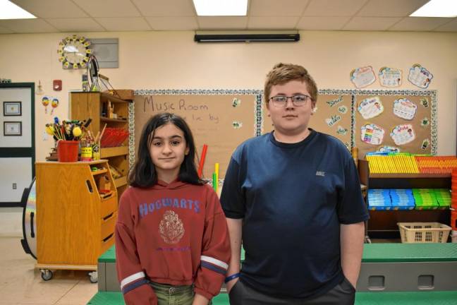 Isabella Karpen and Brenden Hannigan, elementary chorus.