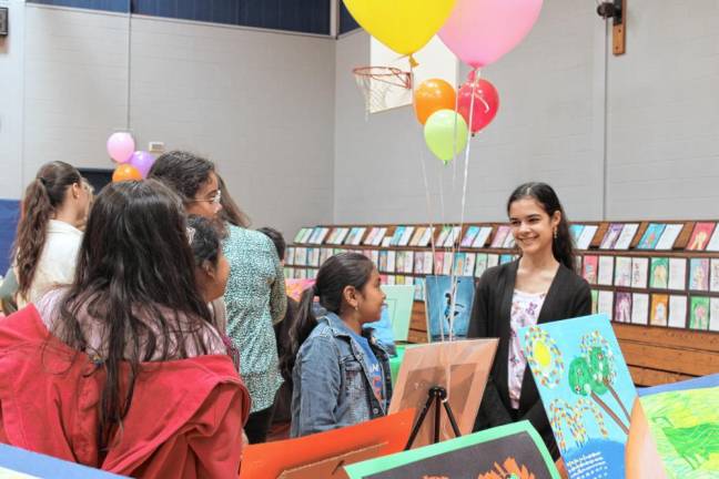 Art work from students of each Golden Hill grade were on display in the gym on April 25.