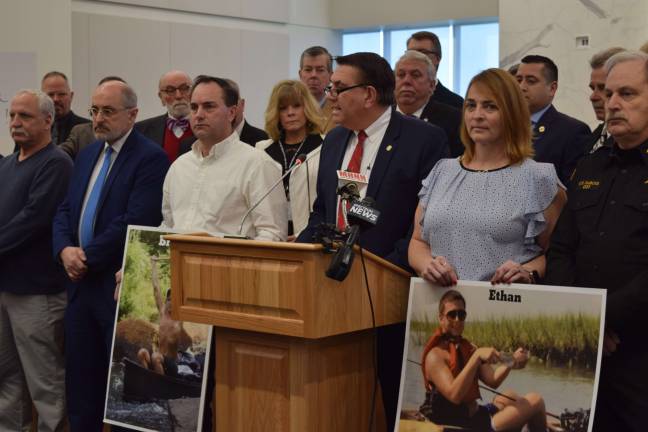 Orange County urges state action on fentanyl ‘analogues’ Photo by Erika Norton Orange County Legislator Rob Sassi addresses the audience at a press conference last week urging lawmakers to act on fentanyl analogues.