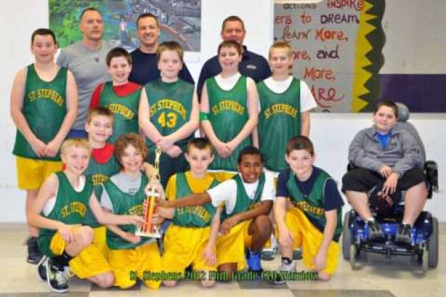 Great season was had by all The St. StephenþÄôs 5th grade boys basketball team finished second in the Orange County CYO Invitational Tournament. Pictured from left to right, beginning in the bottom row are: Stephen Kunzweiler, Colton Riat, Luke Zeepvat, Nicholas Garcia, Gregory Sirico, Matt Houlihan and Kyle LeDuc; and in the second row: Anthony Magee, Ryan Lennon, Colin Layng, Will Percarpio and Andrew LeDuc.