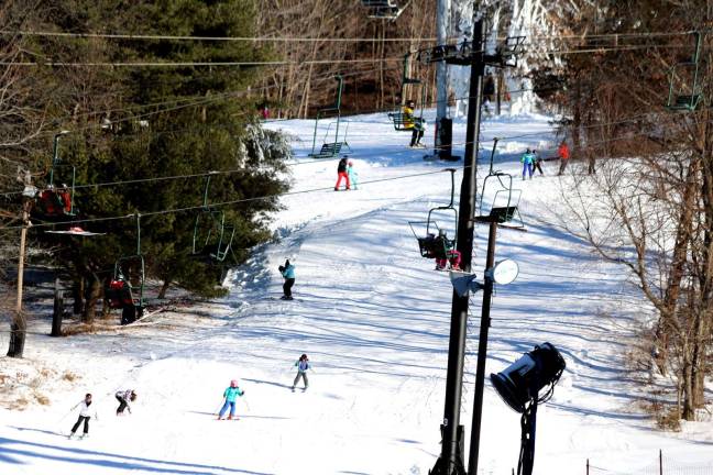 Mount Peter once had the only snow in town As pictured last weekend, the ski area has enough snow making capability to carry it through the season without any help from Mother Nature. The forecast for this weekend does include snow.