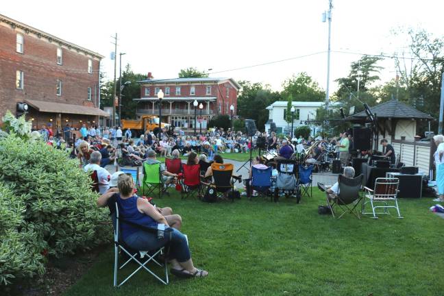Sesquicentennial festivities feature mustache and beard contest Approximately 400 people had an opportunity to enjoy a free concert by the New York Swing Exchange big band.