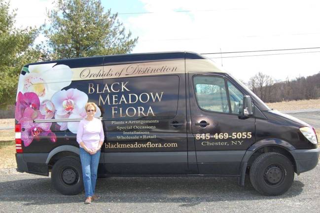 Orchid Fascination at Black Meadow Flora Photo courtesy Black Meadow Flora Black Meadow Flora owner Margaret C. Bridge in front of the company van, which travels near and far delivering orchids to wholesale and retail customers throughout the metro area, including New York City and the Hamptons. Join her for her Orchid Fascination weekend, April 26-27.