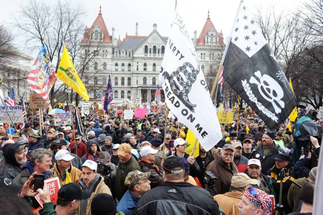 Local lawmakers join thousands at rally to repeal NY SAFE Act Provided photo On Thursday, Feb. 28, state Sen. John Bonacic (R-C-Mount Hope) and Assemblywoman Annie Rabbit (R-C-Greenwood Lake) were among a large group of lawmakers who joined thousands of protesters in Albany calling for the repeal of Gov. Andrew Cuomoís S.A.F.E. Act gun control laws.