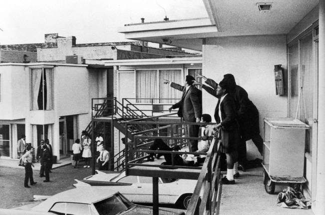 'Focus 1968' opens at Warwick Historic Society One of the photos on display at the Warwick Historical Society's "Focus 1968" exhibit is this image by Joseph Louw (The LIFE Images Collection/Getty Images) taken April 4, 1968, in Memphis, Tenn. It records civil rights leader Andrew Young (left) and others standing on balcony of Lorraine Motel, pointing in direction of assailant after the assassination of civil rights leader Dr. Martin Luther King Jr., who is lying at their feet.