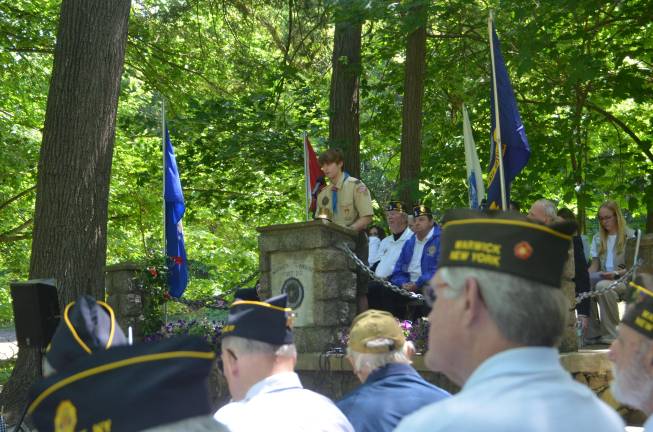 Departed veterans honored Boy scout reads the “Gettysburg Address” at the service.