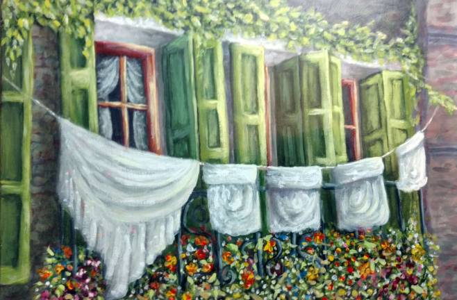 Greenwood Lake Public Library announces programs for February This painting, "Laundrey and Flowers," is by Chris Van Vooren. Her work will be on display throughout February at the Greenwood Lake Public Library’s Art Gallery.