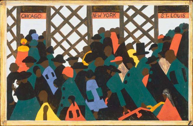 Albert Wisner Public Library celebrates Black History "The Great Migration" by Jacob Lawrence.